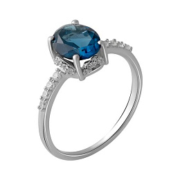 Срібна каблучка з топазом «Лондон Блю» 2,01 карата