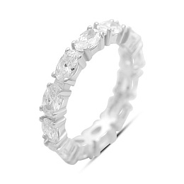 Silver ring with cubic zirconia and mother-of-pearl