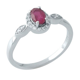 Silver ring with a ruby