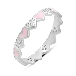 Серебряное кольцо с емаллю, фианитами