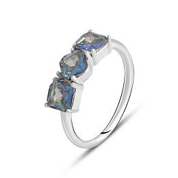 Silver ring with a 1.475-carat mystic topaz
