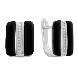 Срібні сережки з оніксом