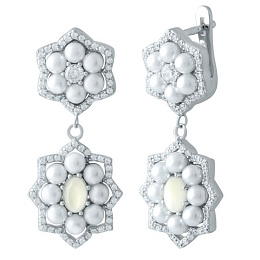 Silver earrings with mother-of-pearl, pearls