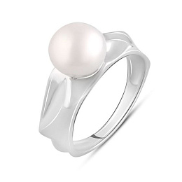 Silver ring with baroque pearls