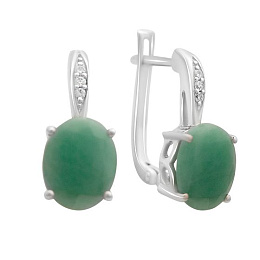 Silver earrings with a 4.782-carat emerald and cubic zirconia