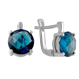 Серебряные серьги с топазом Лондон Блю 3.967ct