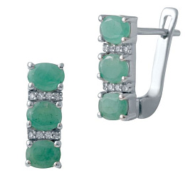 Срібні сережки зі смарагдом 2,006 карата
