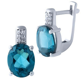 Срібні сережки з топазом «Лондон Блю» 3,932 карата