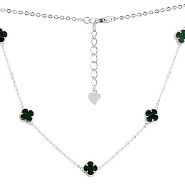 Silver necklace with malachite