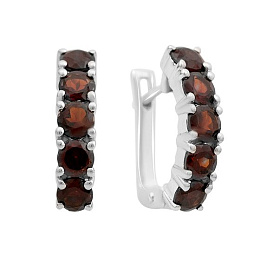 Silver Earrings with a 3.25-carat Garnet
