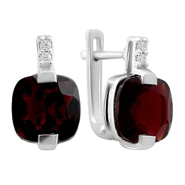 Серебряные серьги с гранатом nano 4.628ct, фианитами