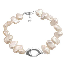 Silver bracelet with baroque pearls