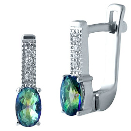 Silver earrings with a 0.726-carat mystic topaz and cubic zirconia