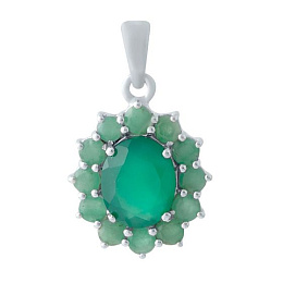 Silver pendant with a 3.857-carat emerald
