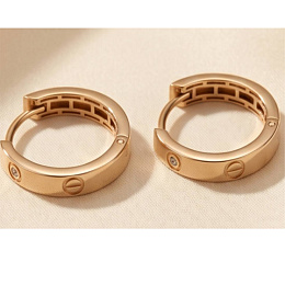 Gold earrings with 0.02 ct cubic zirconia