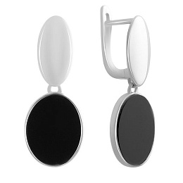 Срібні сережки з оніксом