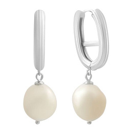 Срібні сережки з перлами бароковими