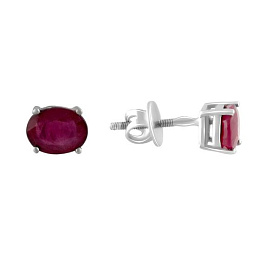 Срібні сережки з рубіном 3.587ct