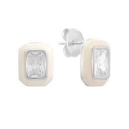 Silver earrings with phianites, semallu