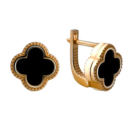 Золотые серьги с ониксом