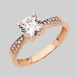 Золота каблучка з фіанітами 0.43ct