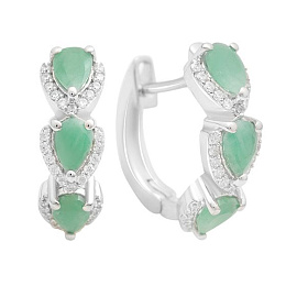 Срібні сережки з смарагдом 2.864ct