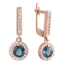 Gold earrings with topaz London Blue 1.2ct