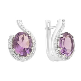 Срібні сережки з аметистом 5.312ct
