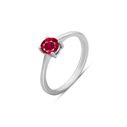 Silver ring with a ruby