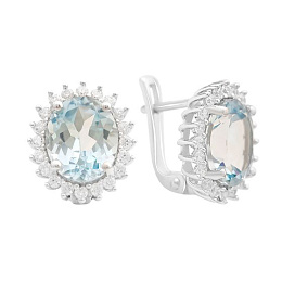 Серебряные серьги с топазом 6.53ct, фианитами
