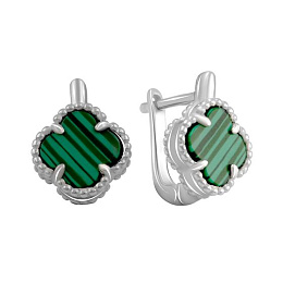 Silver earrings with malachite