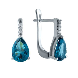 Silver Earrings with London Blue Topaz, 3.25 ct