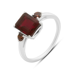 Silver ring with garnet, garnet nano