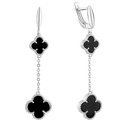 Срібні сережки з оніксом