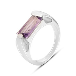 Silver ring with a 2.525-carat amethyst