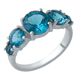 Silver ring with topaz London Blue 2.092ct