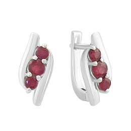 Silver earrings with ruby 1.483ct