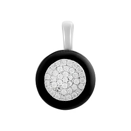 Sterling silver pendant with onyx, fianites