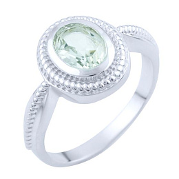 Серебряное кольцо с зеленим аметистом