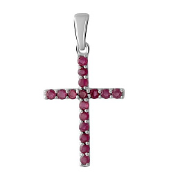 Серебряный крестик с рубином 0.88ct