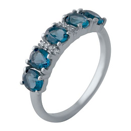 Серебряное кольцо с топазом Лондон Блю 1.66ct