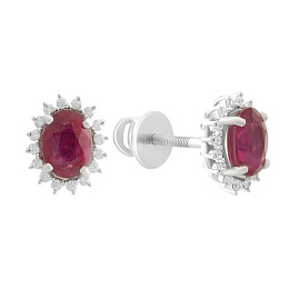 Silver Earrings with a 2.495-carat Ruby
