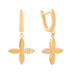 Gold earrings with 0.16ct cubic zirconia