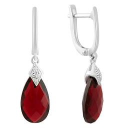 Серебряные серьги с гранатом nano 8.841ct, фианитами