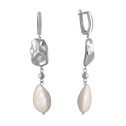 Silver earrings with baroque pearls