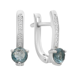 Silver earrings with a 1.025-carat London Blue topaz
