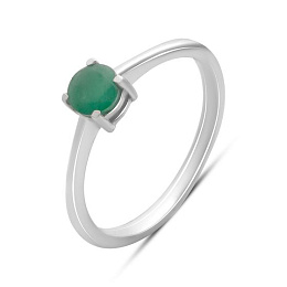 Silver ring with a 0.381-carat emerald