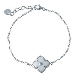 Silver bracelet with ceramic and cubic zirconia