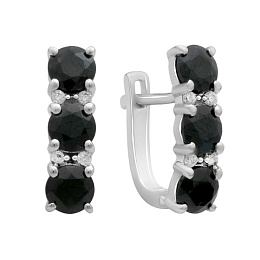Срібні сережки з сапфіром 4.073ct, фіанітами