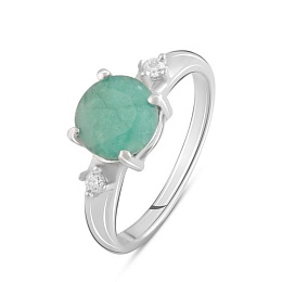 Silver ring with emerald 2.074ct